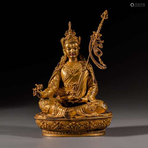 China Qing Dynasty Gilt Bronze Lotus Buddha Statue