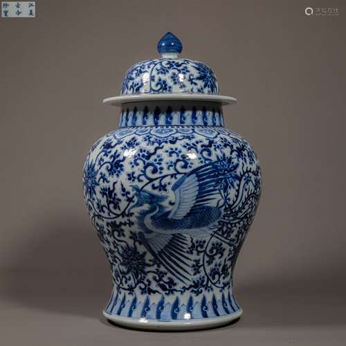 China Qing Dynasty Blue and white porcelain general jar