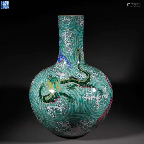 China Ming Dynasty Qianlong style Turquoise glaze pastel dra...