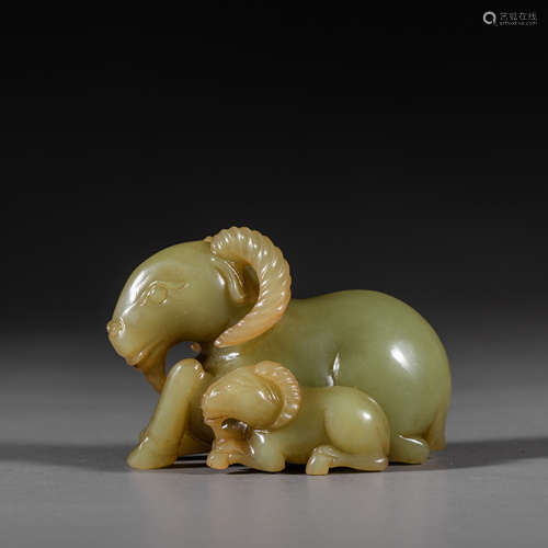 China Qing Dynasty Hetian jade beast handle