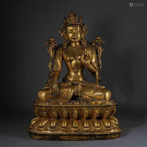 China Ming Dynasty Gilt Bronze Buddha Statue