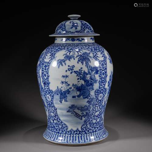 China Qing Dynasty Qianlong multi-character style Blue and w...