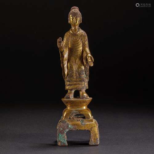 China Northern Wei Dynasty Gilt bronze Buddha statue