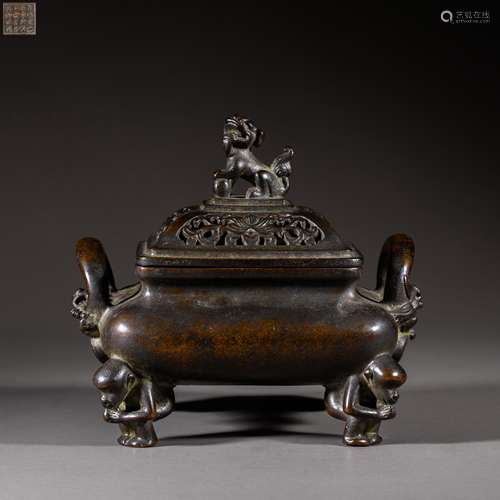 China Ming Dynasty Xuande multi-character copper smoker