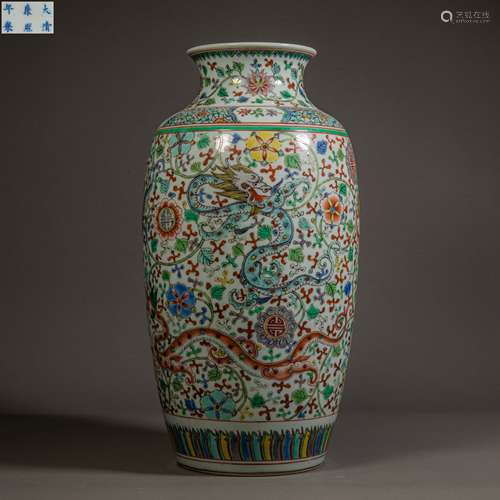 China Qing Dynasty Kangxi style Colorful porcelain vase