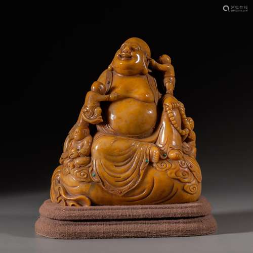 China Qing Dynasty Maitreya Buddha ornaments inlaid on Shous...