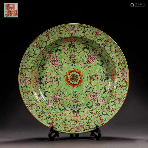 China Qing Dynasty Pastel Eight Treasure Plate