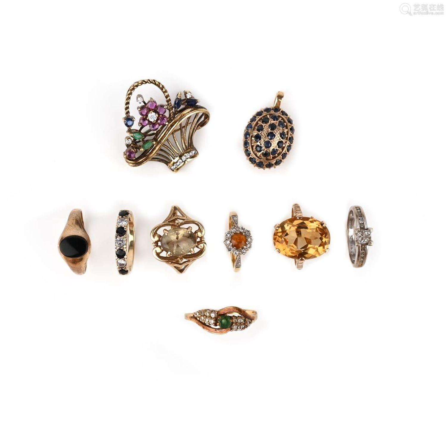 Un groupe de bijoux sertis de pierres précieuses, comprenant...－【Deal ...