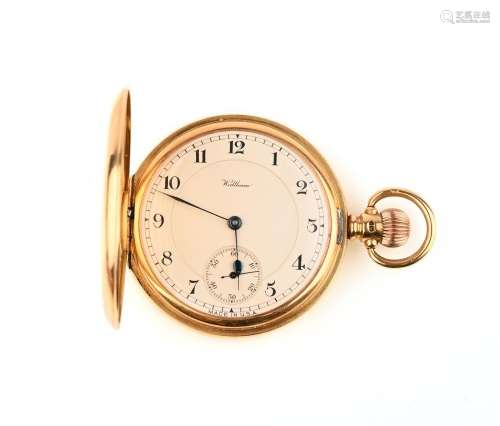 Une montre de poche en or 18ct, Waltham, vers 1919, le cadra...