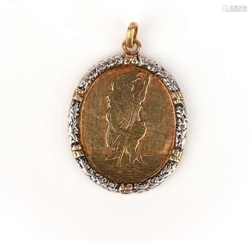 Un pendentif en argent et or de St Christophe par Buccellati...