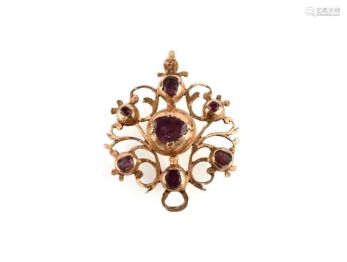 Pendentif en or et rubis, fin du XVIIIe siècle, conçu comme ...