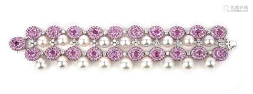 Un bracelet en saphir rose et diamant par Scavia, les deux r...