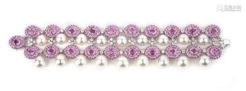 Un bracelet en saphir rose et diamant par Scavia, les deux r...