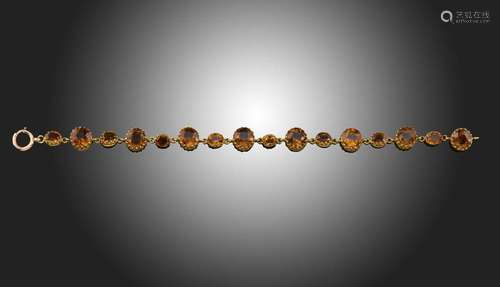 Bracelet édouardien en citrine, serti de citrines ovales et ...