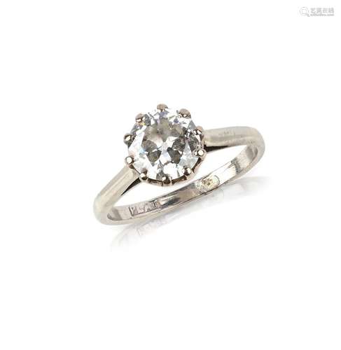 Bague solitaire en diamant, le diamant ancien de taille circ...