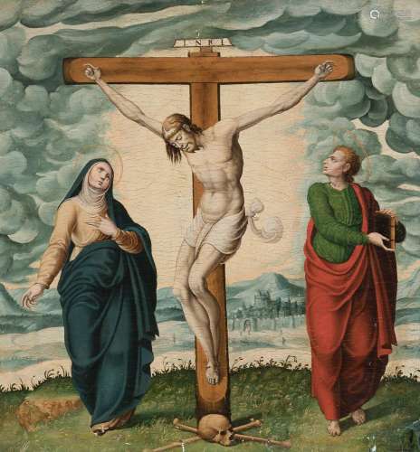 German school; century XVI. "Crucifixion, with the Virg...
