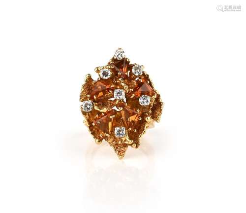 Bague de robe en citrine et diamant de G.Weil, sertie de cit...