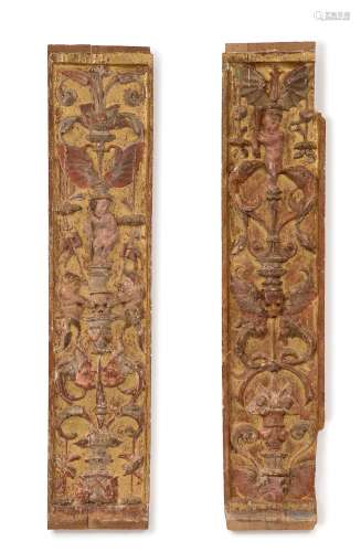 Pair of pilasters with grotesques. Spain, first half of the ...