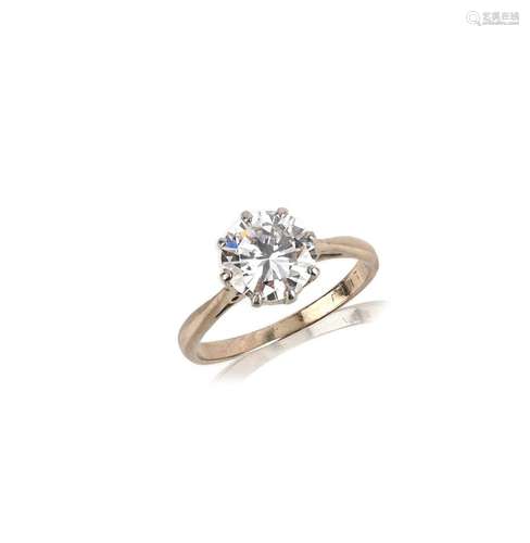 Bague solitaire en diamant, le diamant rond de taille brilla...