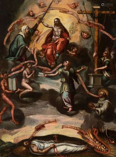 Spanish school, 17th century. "Christ Triumphant"....