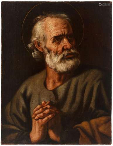 17th century Spanish school. "Saint Peter". Oil on...