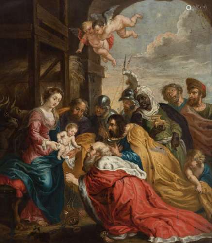 Flemish school, 17th century. "The Adoration of the Mag...