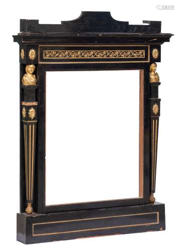 Mirror frame; Spain. Circa 1810. Carved, ebonized and gilded...
