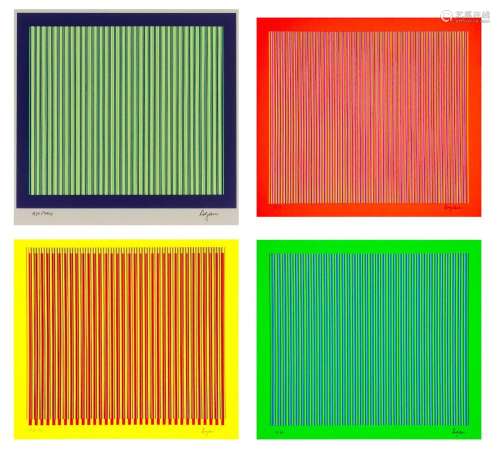 Yaacov Agam COMPOSITIONS Four color screenprints, framed