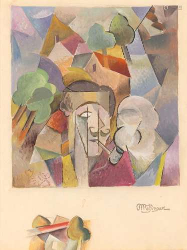 Attributed to Jean Metzinger Untitled (Man with a Pipe in a ...
