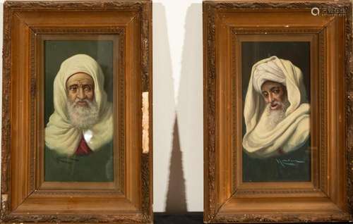 PAIR OF PORTRAITS OF BEDOUINS, ORIENTALIST SCHOOL OF THE 19T...