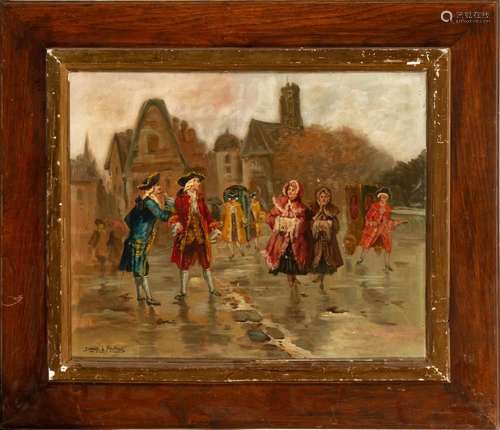 COSTUMBRIST SCENE, FOLLOWING MODELS OF THE FRENCH BAROQUE, S...