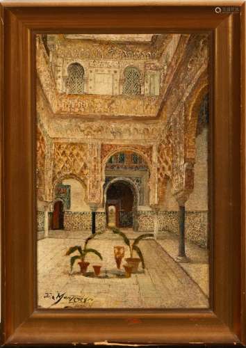 INTERIOR OF THE PALACE IN MARRAKETCH, ORIENTALIST SCHOOL OF ...