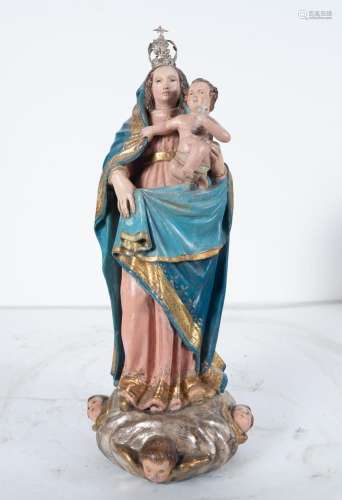 VIRGIN WITH CHILD IN ARMS, QUITO COLONIAL SCHOOL OF THE EIGH...