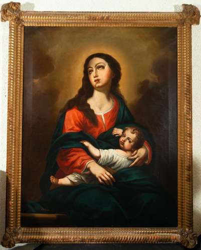 VIRGIN WITH CHILD IN ARMS, SIGNED JM ROMERO, CORDOBA SCHOOL ...