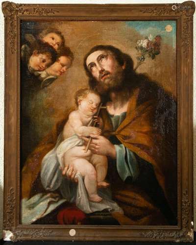 SAINT JOSEPH WITH THE CHILD IN ARMS, SEVILLIAN SCHOOL FROM T...