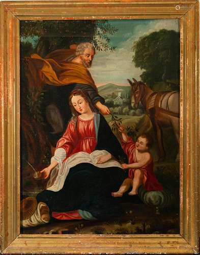 HOLY FAMILY AT REST ON THE FLIGHT INTO EGYPT, 19TH CENTURY I...