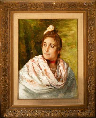 PORTRAIT OF LADY, 19TH CENTURY MURCIAN SCHOOL, SIGNED J. ALA...