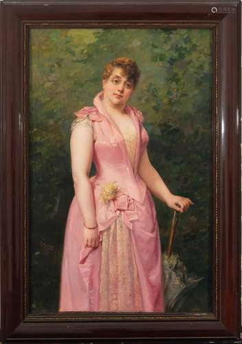 LADY PORTRAIT, 19TH CENTURY SPANISH SCHOOL, SIGNED F. MASRIE...