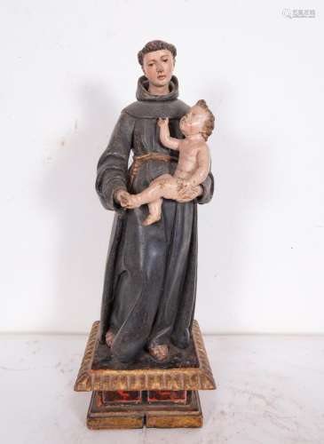 INTERESTING CARVING OF SAINT ANTHONY OF PADUA WITH THE CHILD...