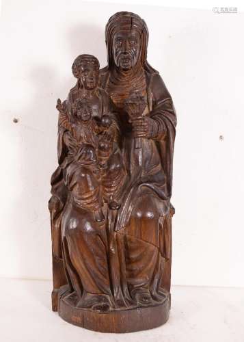 EXCEPTIONAL SCULPTURAL GROUP REPRESENTING SAINT ANNE WITH TH...