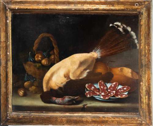 TURKEY STILL LIFE WITH FIGS AND SAUSAGES, ITALIAN SCHOOL OF ...