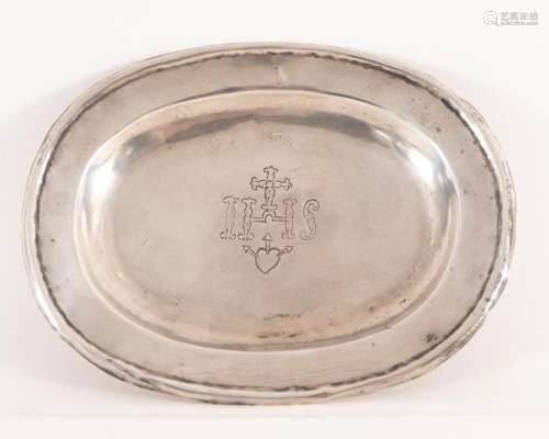 ECCLESIASTICAL TRAY IN SILVER WITH THE ANAGRAM OF THE COMPAN...