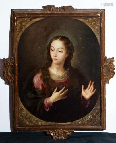 IMMACULATE VIRGIN IN OVAL, ATTRIBUTED TO PEDRO ANASTASIO BOC...