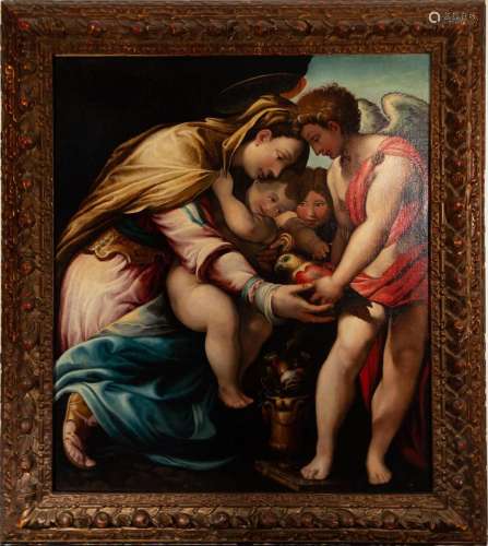 THE VIRGIN OF THE LITTLE BIRD WITH THE CHILD JESUS AND SAINT...