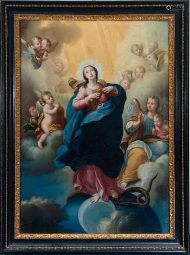 GREAT IMMACULATE VIRGIN SURROUNDED BY ANGELS, 18TH CENTURY C...