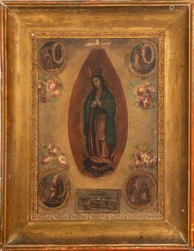 VIRGIN OF GUADALUPE SURROUNDED BY SAINTS OF THE CHURCH AND T...