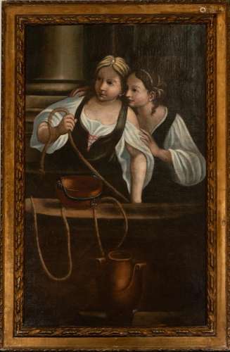 GIRLS AT A WELL, 17TH CENTURY BOLOGNESE SCHOOL