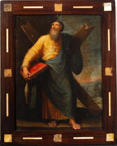 SAINT ANDREW, OIL ON COPPER, 17TH CENTURY ITALIAN SCHOOL