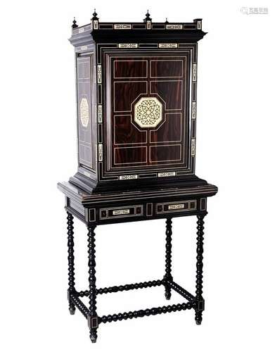 ELEGANT PIEDMONTESE WALL CABINET IN ROSEWOOD AND BONE INLAY,...