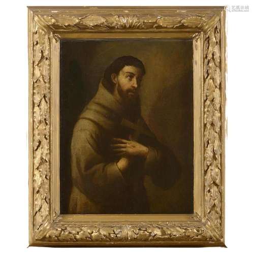 SAINT FRANCIS WITH THE CROSS, CIRCLE OF JOSÉ DE RIBERA, 17TH...